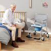 3 in 1 Shower Commode Wheelchair with 4 Lockable Wheels