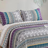 Boho Quilt Set King, Purple Bohemian 3 Pieces Quilt Sets, Lightweight Summer Bedspread Coverlet Bedding Set for All Season (103