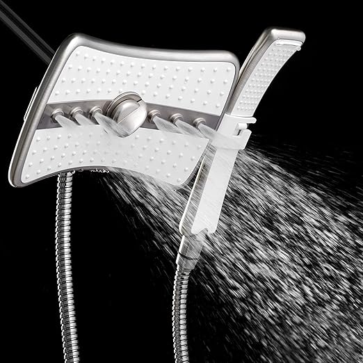4-Spray Multi-Function Rainfall Shower Head & Shower Wand Combo (Titanium Sliver - 2.5 GPM)