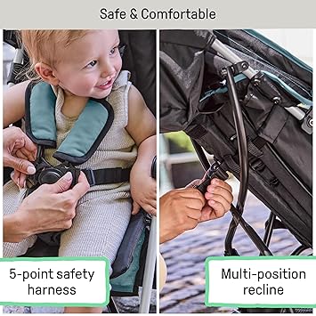 3D Mini Convenience Stroller – Lightweight Stroller with Compact Fold, Multi-Position Recline, Canopy with Pop Out Sun Visor – Umbrella Stroller for Travel and More, Slate Grey