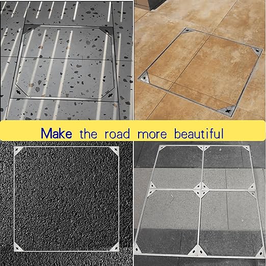 Stainless Steel Manhole Cover and Frame 28x28, B Class Square Septic Tank Lid with Base, Invisible Sewage Basin Cover, Heavy Duty Metal Inspection Lid for Driveway