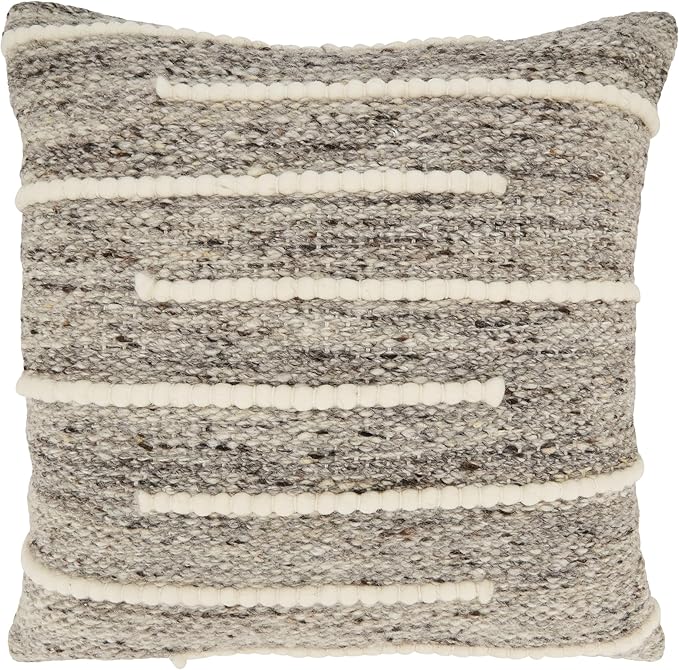 Luxe Wool Stripe Poly Filled Throw Pillow