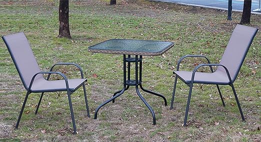 1-Piece Brown Indoor Outdoor  Restaurant Flexible Sling Stack, Patio Metal Frame