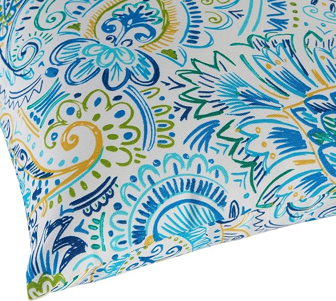 Baltic Paisley Square Outdoor Throw Pillow (2-Pack)