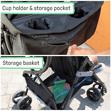 3D Mini Convenience Stroller – Lightweight Stroller with Compact Fold, Multi-Position Recline, Canopy with Pop Out Sun Visor – Umbrella Stroller, Blue/Black