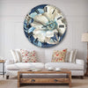 'Indigold Watercolor Floral' Traditional Wall Clock