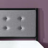 Barbara Button Tufted Grey Upholstered Metal Headboard, Queen