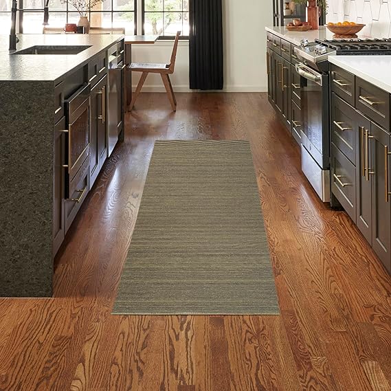 Washable Essentials Modern Green 2'2" x 10' Area Rug, Non Shedding