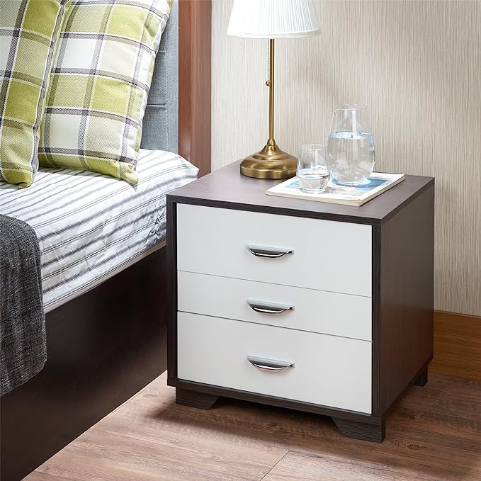 Eloy White and Espresso Nightstand