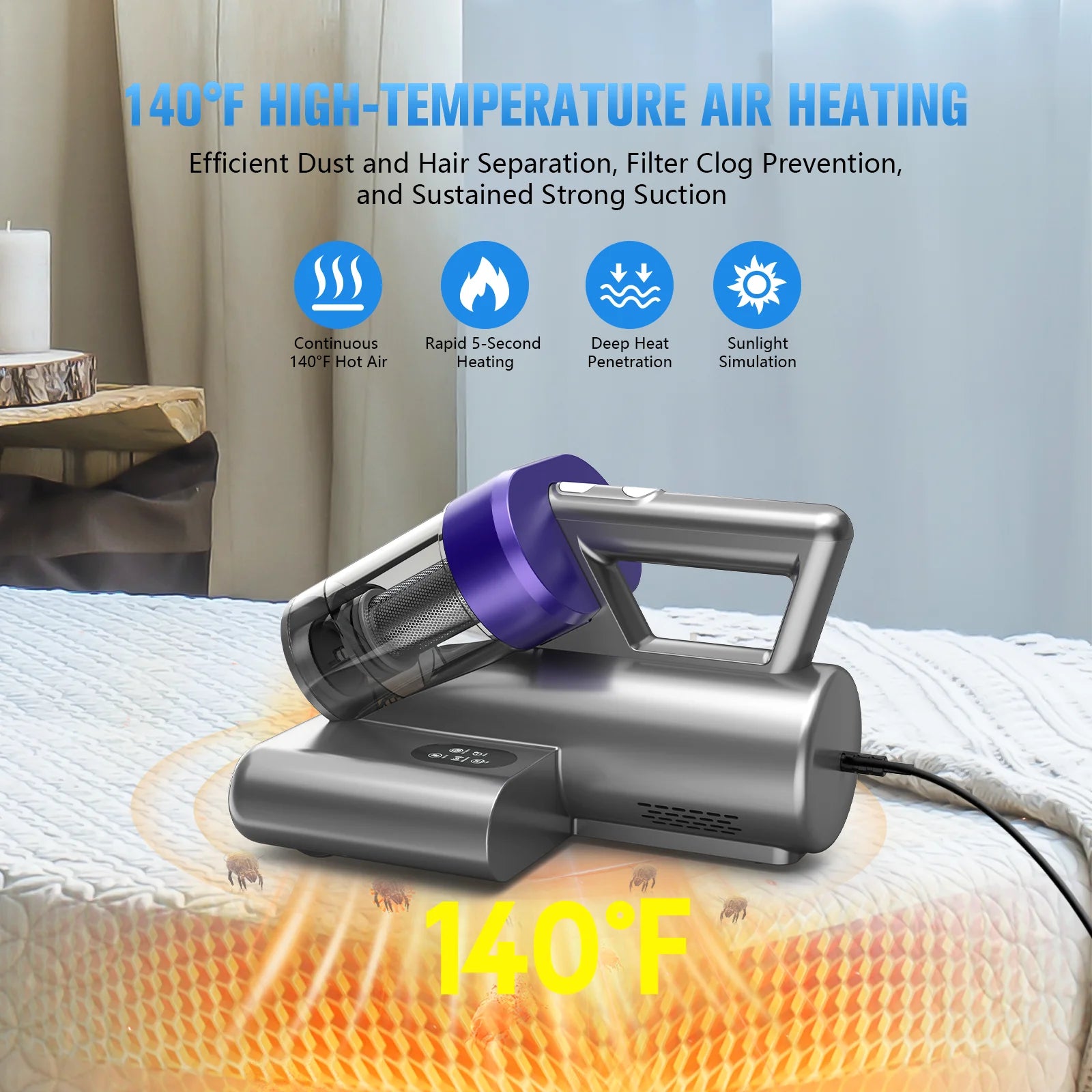 16Kpa Handheld Mattress Vacuum Cleaner