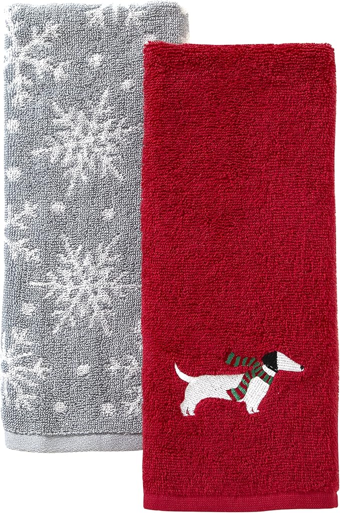 Winter Snow Many Dachshunds Hand Towel 2pc Set, final cut