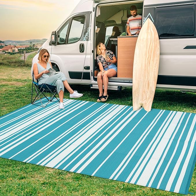 Outdoor Rug Waterproof Plastic Straw Patio Rug 10' x 14'