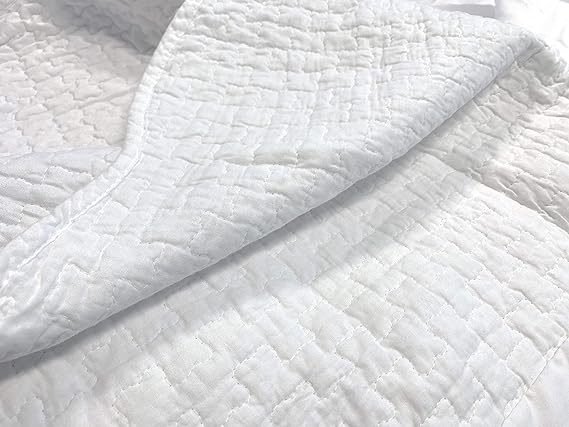 White Quilted Bed Skirt Dust Ruffle Matelasse Tailored Drop (Queen)