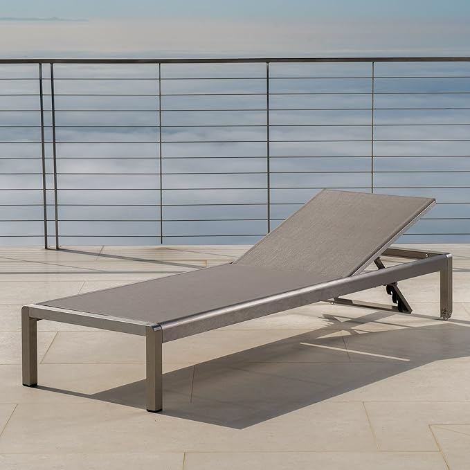SET OF 2 Home Cape Coral KD Outdoor Mesh Chaise Lounge, Gray