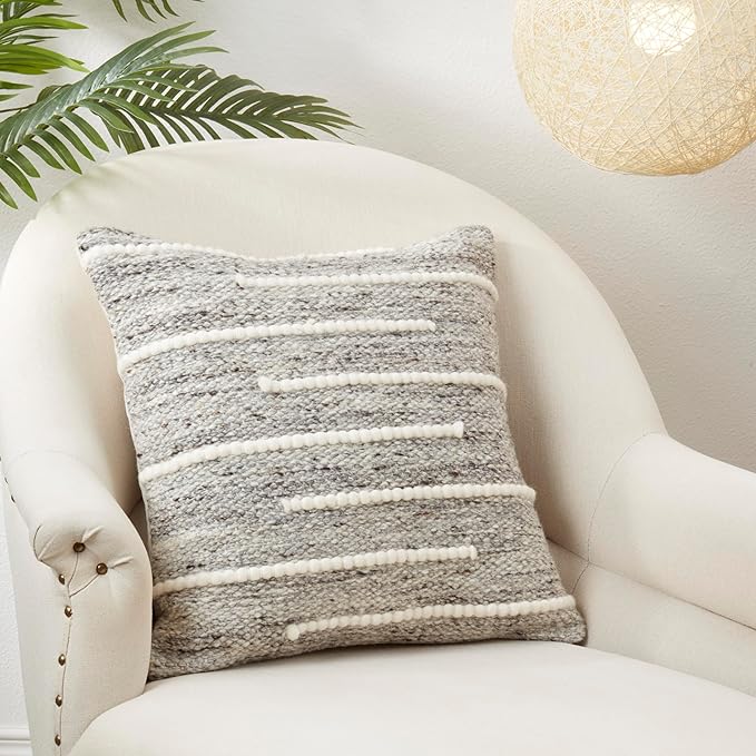 Luxe Wool Stripe Poly Filled Throw Pillow