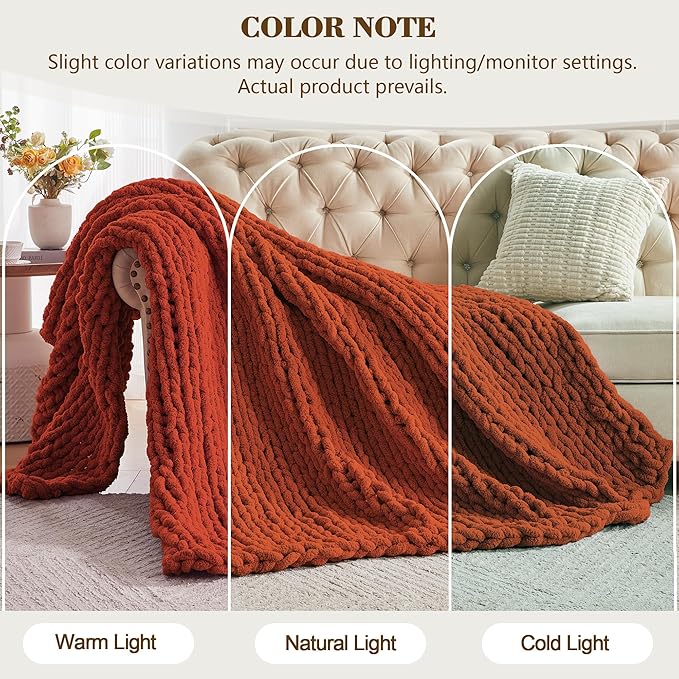 Chunky Knit Throw Blanket Twin, Rust – Salvage & Co Indy