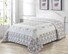 Carnation Floral Embroidered Quilted Bedspread, Lightweight, All-Seasons, Queen, Lavender