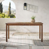 Dominica Contemporary Slatted Outdoor Dining Table, Dark Brown