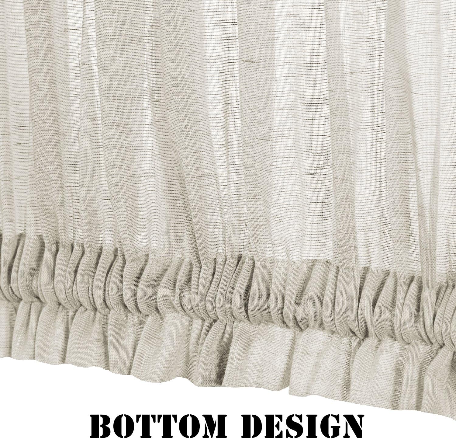 Linen French Door Curtains Privacy Light Reducing Door Curtain with Tieback Rod Pocket Curtain 1 Panel