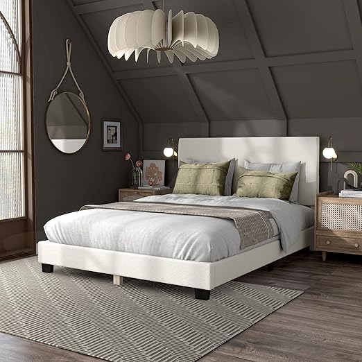 Vivienne Modern Boucle Fabric Queen FOOTBOARD, HEADBOARD AND SLATS ONLY