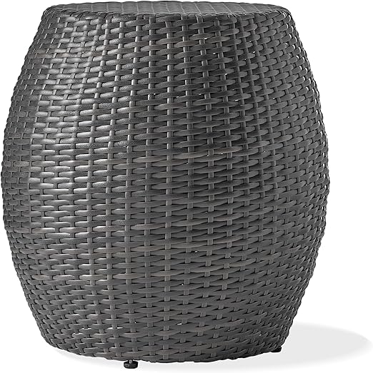 Outdoor Wicker  Barrell Side Table (Grey)