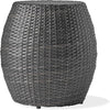 Outdoor Wicker  Barrell Side Table (Grey)