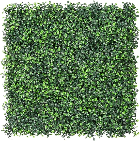 12 Pieces Artificial Boxwood Panels Topiary Hedge Plant, Privacy Hedge Screen Sun Protected Suitable for Outdoor, Indoor, Garden, Fence, Backyard and Decor (12PCS)