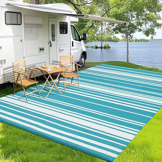 Outdoor Rug Waterproof Plastic Straw Patio Rug 10' x 14'