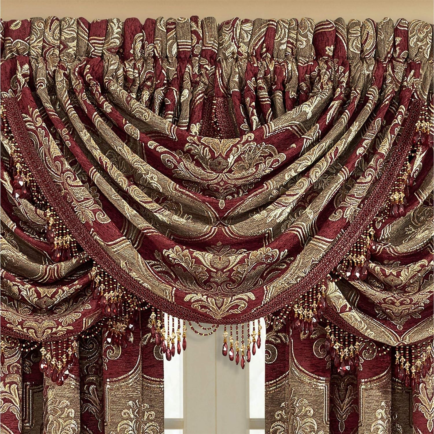 Maribella Waterfall Valance Ruby (Set of 3)