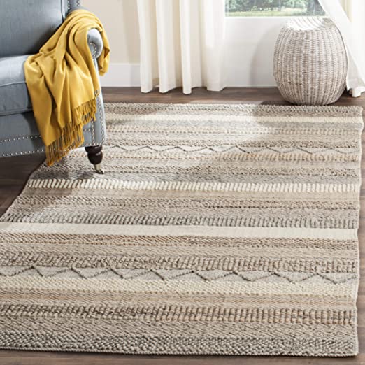 4' x 6' Beige Handmade Moroccan Boho Tribal Wool & Cotton Area Rug