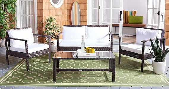 4 Piece Safavieh Outdoor Collection Garnen Wicker Set