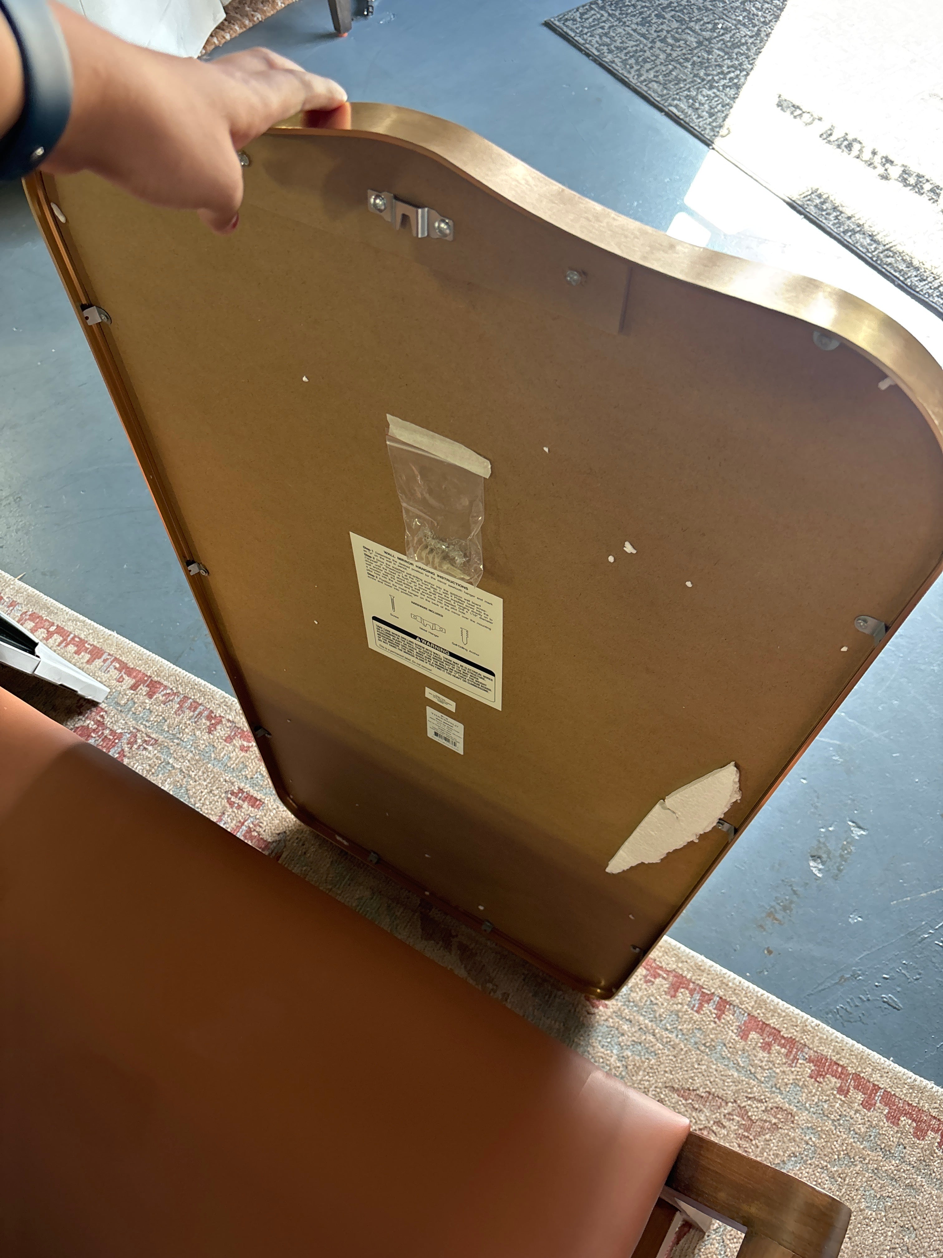 23" x 36" Metal Curved Top Mirror - Gold SHOWROOM ITEM