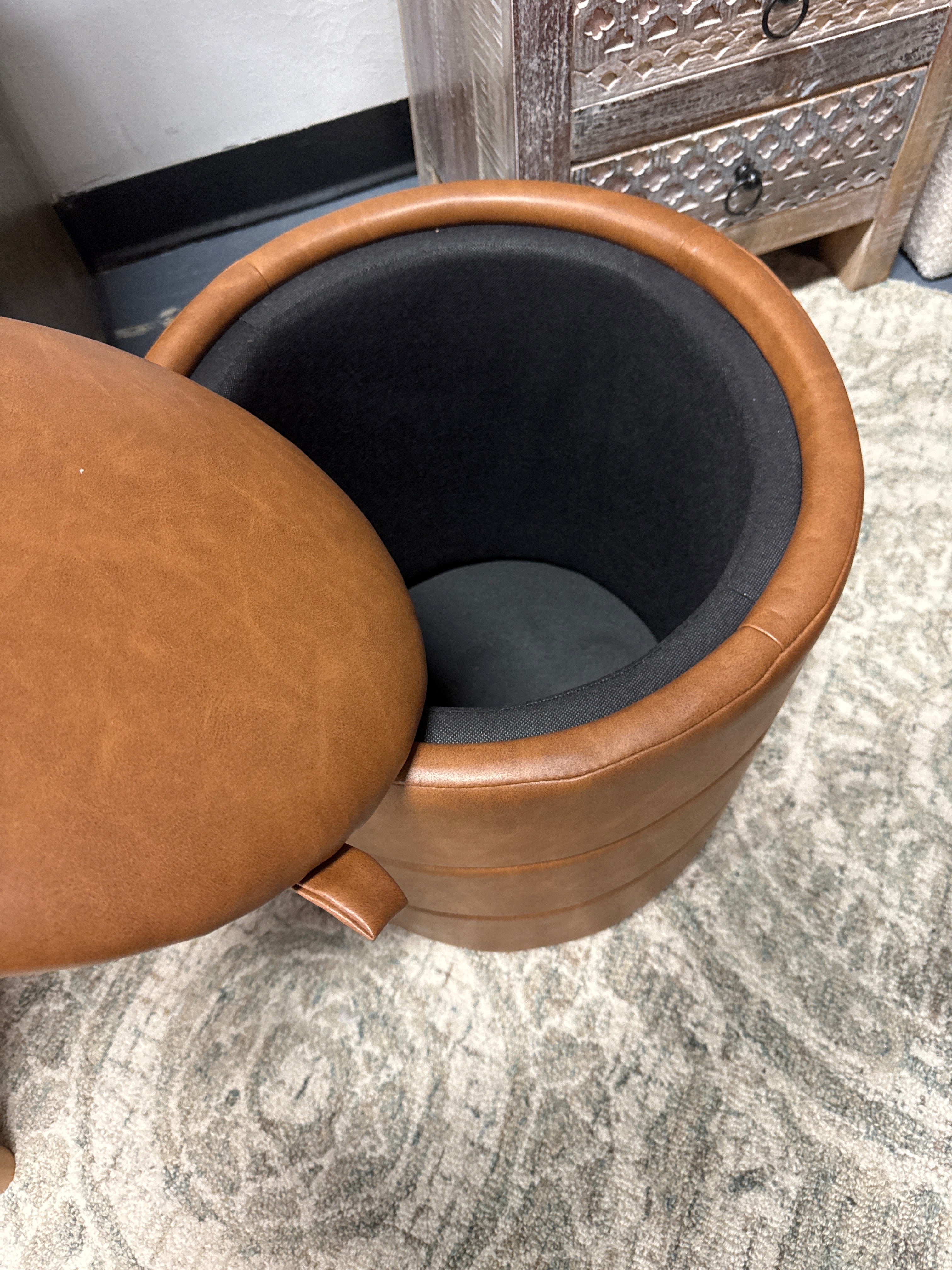 Storage Round Ottoman - HomePop SHOWROOM ITEM