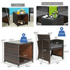 3-Piece Wicker Patio Conversation Set with Gray Cushions Sofa Coffee Table