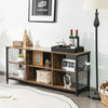 3-Tier TV Stand Entertainment Media Center w/Storage Basket - Rustic Brown/Black