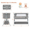 Baby Bed Side Crib Portable Adjustable Infant Travel Sleeper Bassinet Light Grey