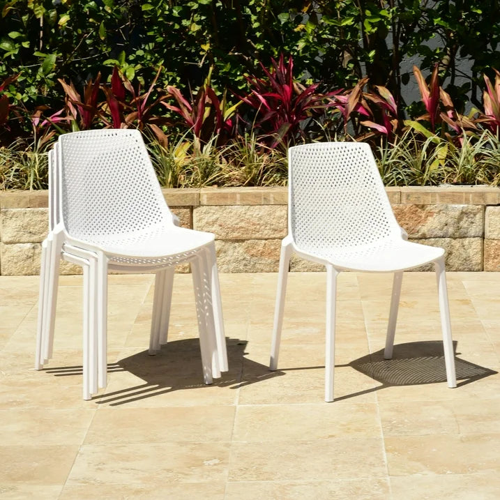 SET OF 4 Gino Outdoor Stackable Dining Side Chairs