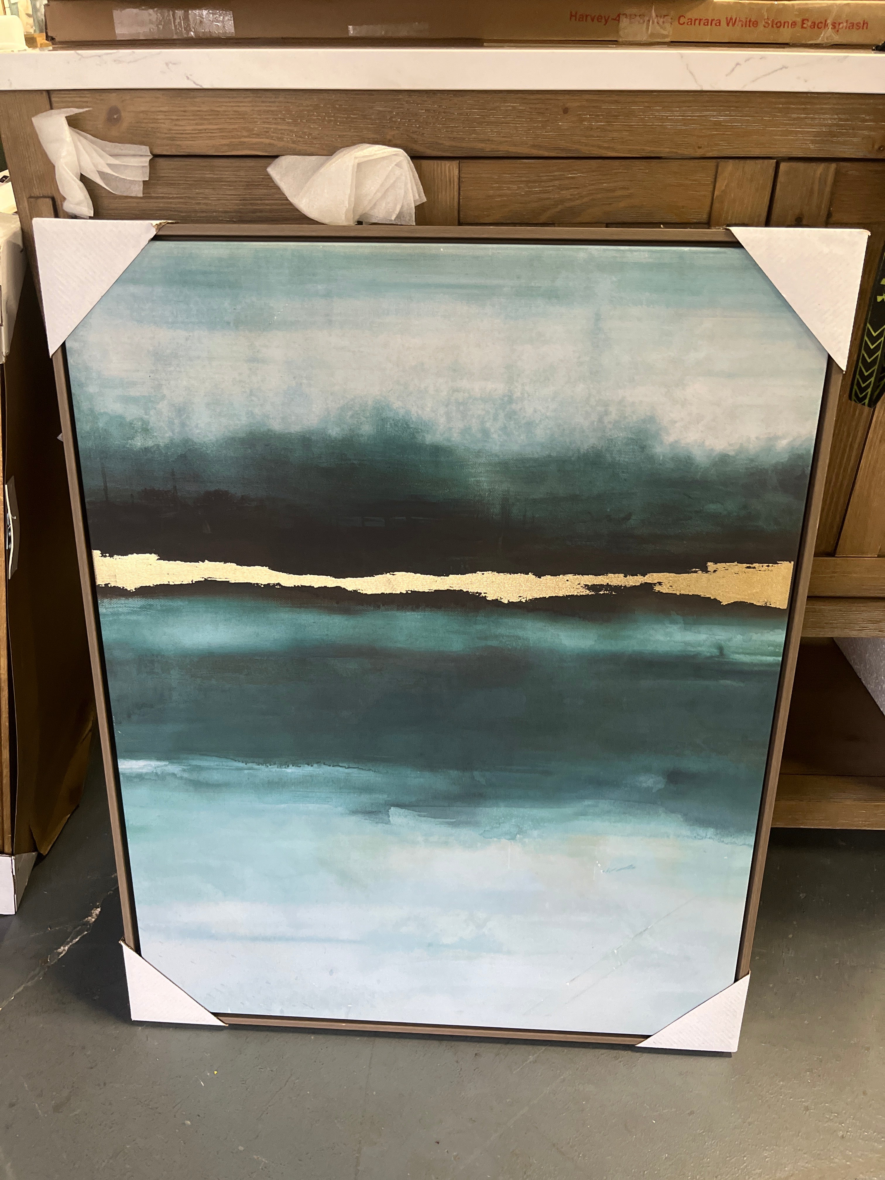 24"x30" Jewel Tone Abstract Canvas Framed Art - Threshold™ SHOWROOM ITEM