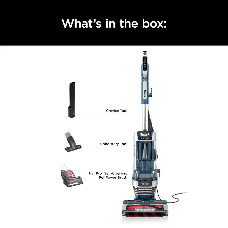 Stratos Upright Vacuum with DuoClean PowerFins HairPro, Self-Cleaning Brushroll, Odor Neutralizer Technology - Navy