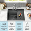 Rivet Drop In Single Basin Stainless Steel Kitchen Sink with Cutting Board