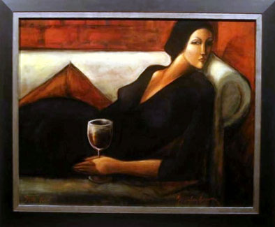 Hayley Brown Woman with Wine Artwork SHOWROOM ITEM