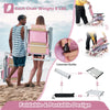 2-Pack Folding Backpack Beach Chair Table Set 5-Position Outdoor Reclining Chair Pink