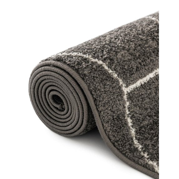 Trellis Frieze Collection Area Rug - Geometric (Dark Gray/Ivory) - 3' 3" x 5' 3"