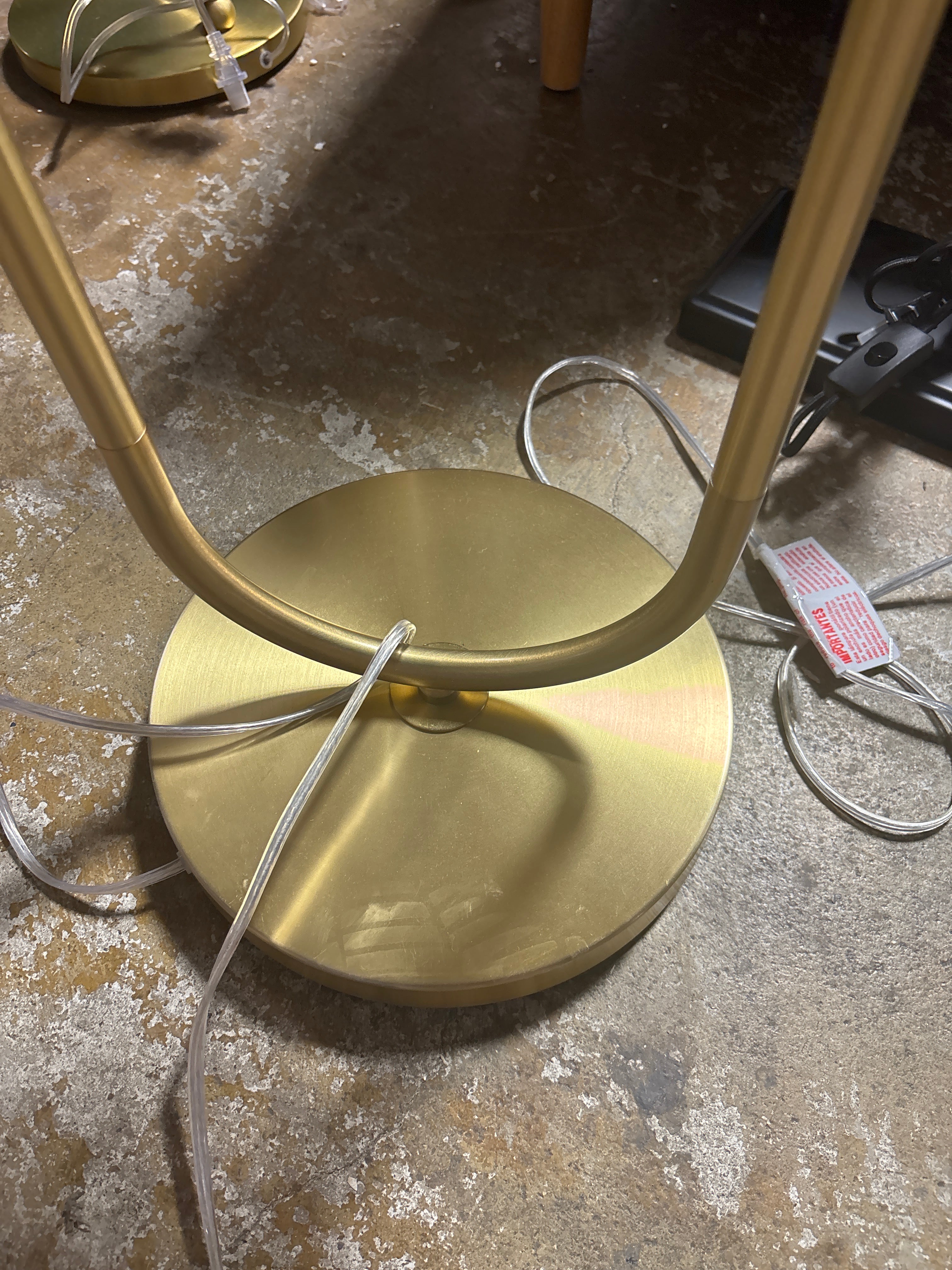 60"x20.5" Floor Lamp with Marble Table - Gold SHOWROOM ITEM