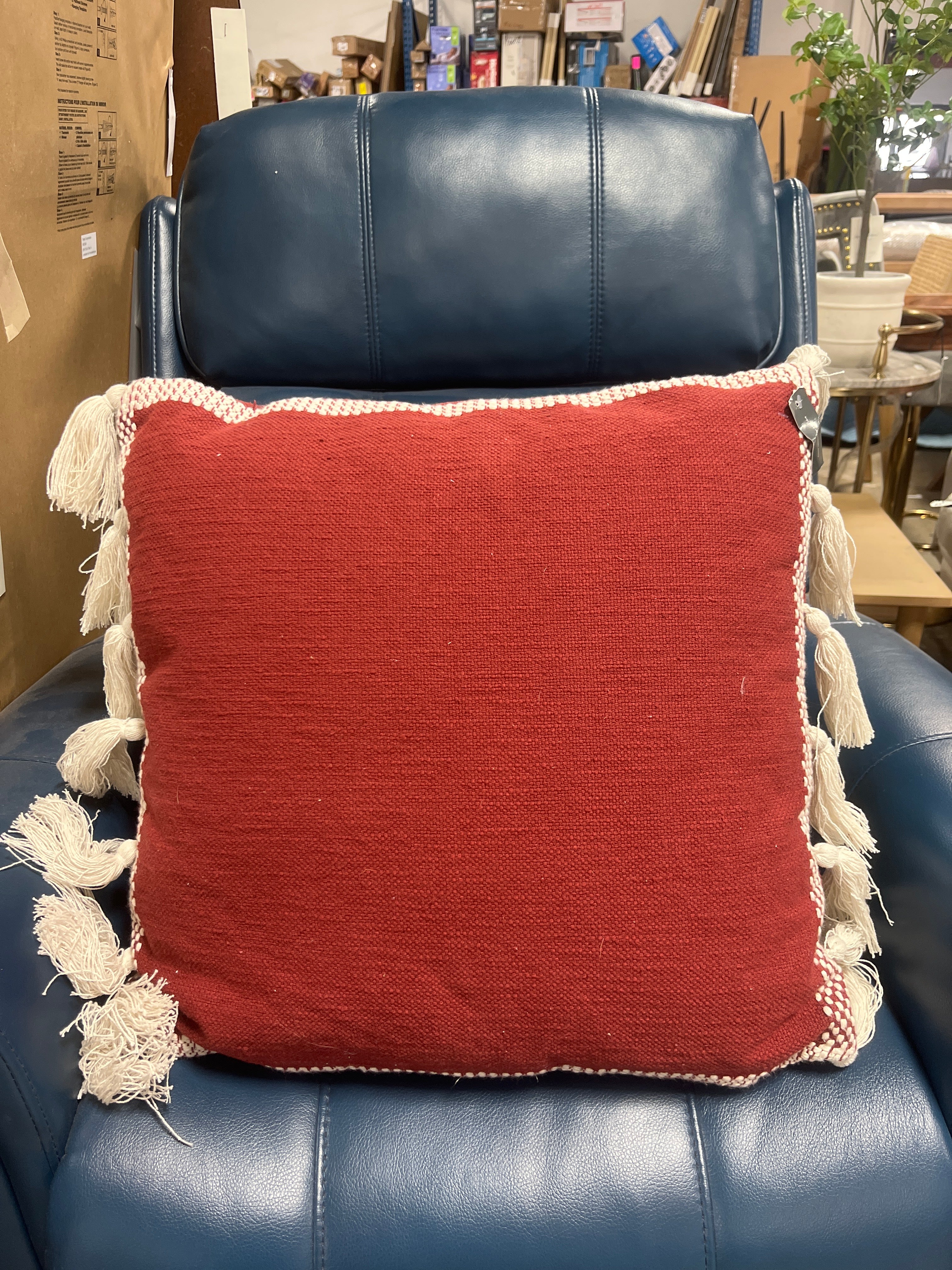 Woven Frame Square Throw Pillow with Side Tassels - Threshold™ designed with Studio McGee SHOWROOM ITEM