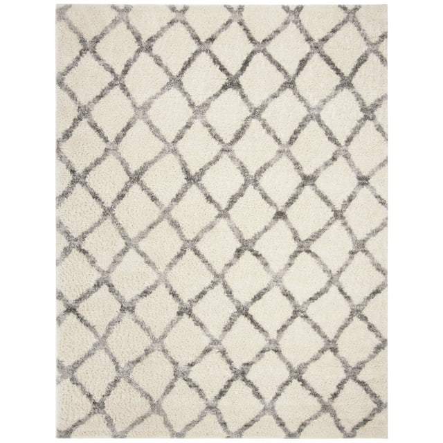 Berber Shag Collection BER215B Ivory / Grey Rug