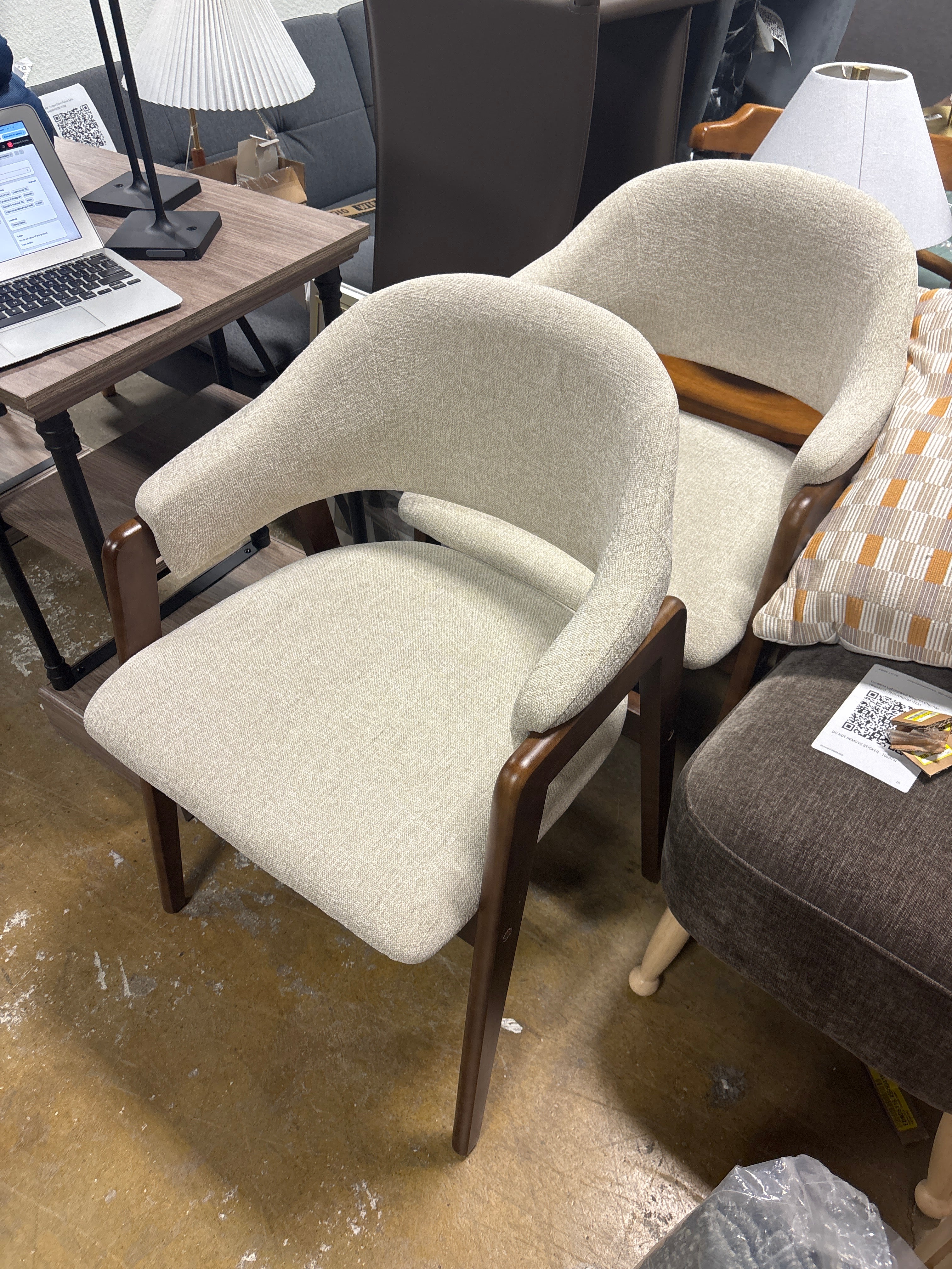 (Set of 2) Ingleside Open Back Upholstered Wood Frame Dining Chair - Dark Grey SHOWROOM ITEM