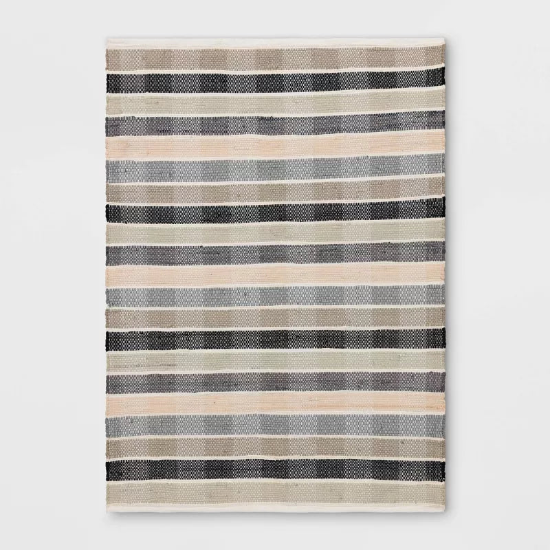 Check Striped Chindi Handwoven Area Rug 4'x5'6"