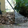 Garden Rake, Metal Tine Leaf Rake with Fiberglass Handle, Black