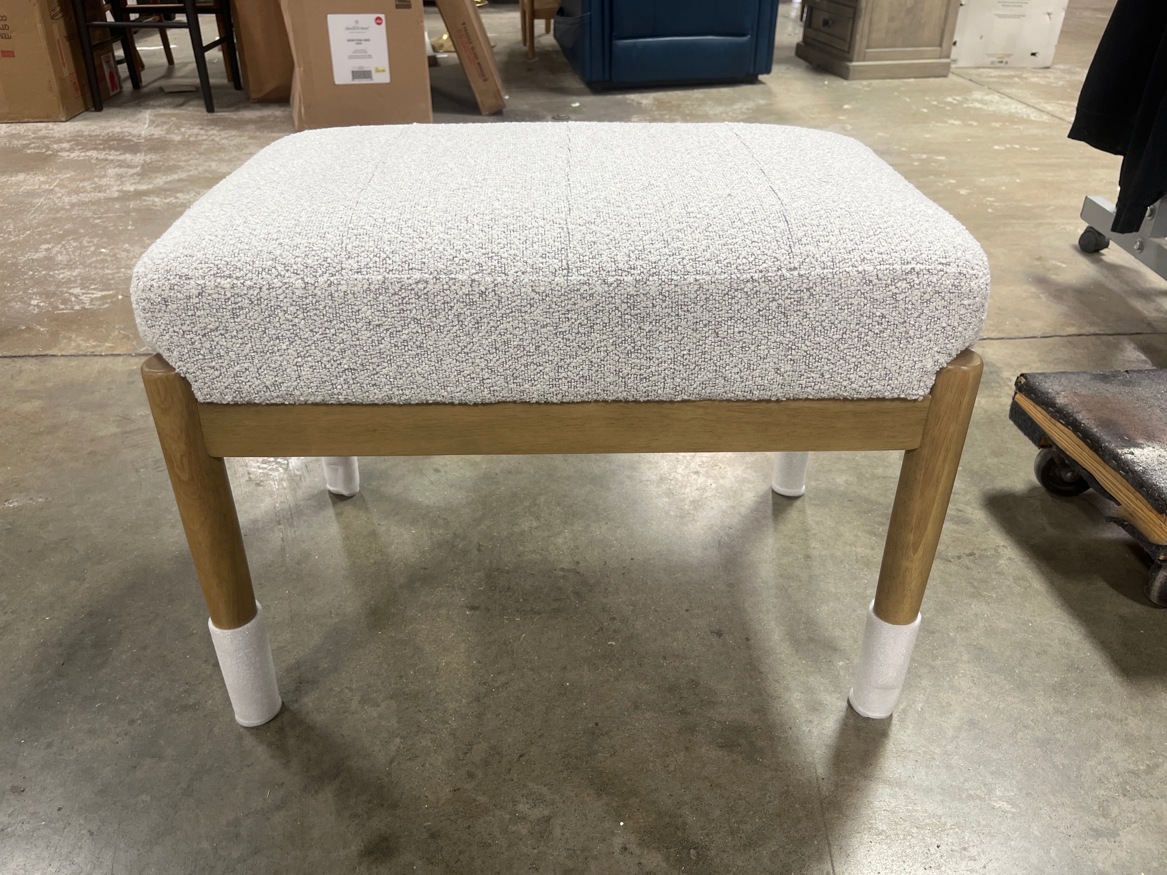 Boucle Upholstered Wood Ottoman - Hearth & Hand™ with Magnolia SHOWROOM ITEM